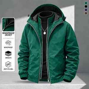Men's stylish hooded jacket with double-layer zipper design, comfortable and skin-friendly fabric, non-pilling, windproof and abrasion-resistant surface suitable for daily casual sports and ideal for spring and summer wear.
