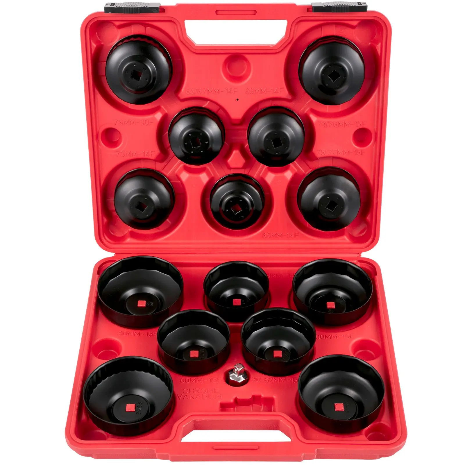 VEVOR Oil Filter Socket Set, 14 Pcs Oil Filter Wrench Set, Sturdy Steel Oil Filter Socket, 3/8\" Oil Filter Socket, Low Profile Oil Filter Socket Set For Easy Access, Oil Filter Wrench Cap Set with Ca Automotive Repair Tools Automotive Maintenance Tools