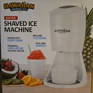 Hawaiian Shaved Ice Machine - Electric 3-Piece Assembly with Adjustable Blade & 2 Reusable Molds for Fluffy Snow Cones & Slushies