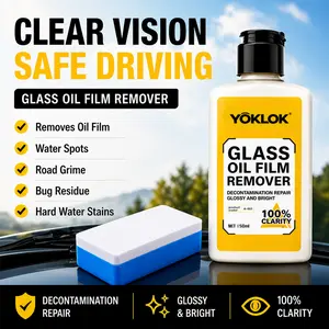 YOKLOK Advanced Oil Film & Streak Remover – Powerful Glass Cleaner for Cars, Mirrors, Windows, Removes Smudges, Grease, Fingerprints, and Tough Residue, Quick and Easy Shine
