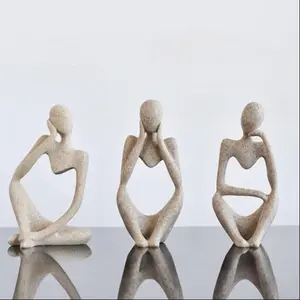 Reading Thinker Statue, Abstract Art Sculpture Ornament, Modern Aesthetic Small Figurine Decor Set, Home Living Room Bedroom Office Bookshelf Desk Shelf Decoration