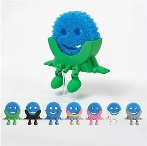 Cute Hanging Sponge Holder with Drainage, 2026 New Sponge Holder with Drainage Featuring Legs and Open Draining Design, 3D Printing Countertop Sponge Holders for Kitchen Sink (Blue)