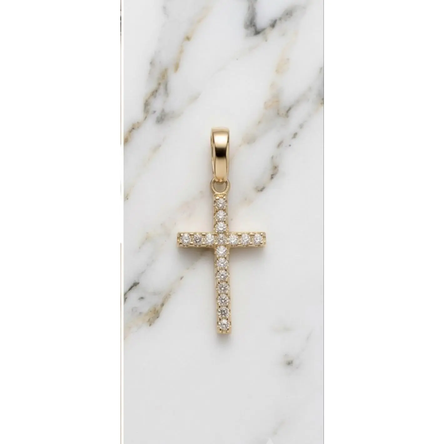 Gold 10k Cross Pendant with Embedded Stones Factory Made Jewelry