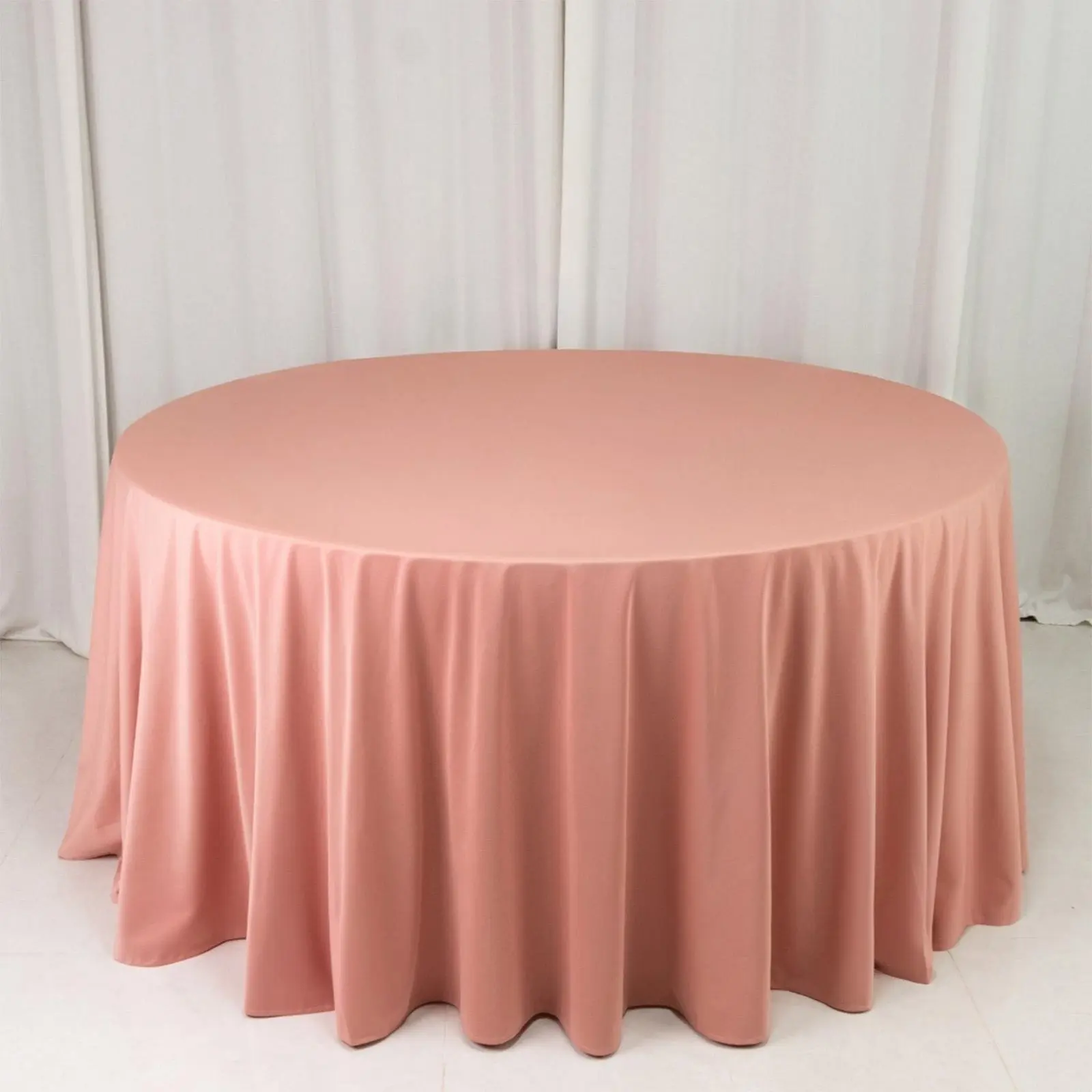 120" Dusty Rose Seamless Scuba Fabric Round Outdoor Tablecloth - Wrinkle-Free, Durable Tablecloths, Commercial Grade, Machine Wash, for Parties