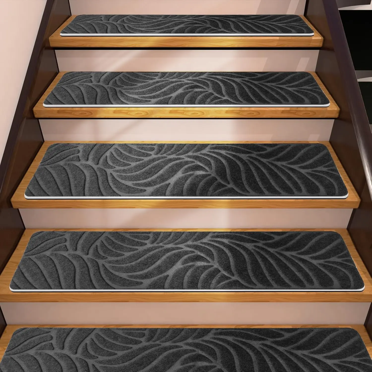 15 Pack Non Slip Treads,8" X 30" Non Slip Carpet Treads with Reusable Backing,Staircase Step Treads Carpet Treads for Wooden Steps Indoor (Dark Gray)