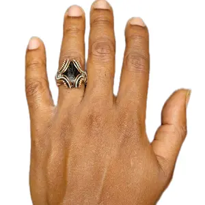 Black Tourmaline Copper ring featuring silver accent low frequency blocker Protective energy shield ring from liveartstudios