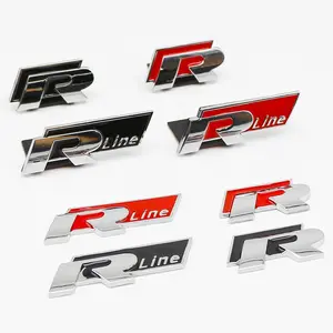 3D Metal R & R-Line Logo Stickers, Car Decoration Side Mark Stickers, Rear Trunk Body Decals for Vw Golf 5 6 7 Mk7 Mk6 Polo Jetta Scirocco Beetle Passat Tiguan