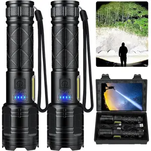 Rechargeable LED Flashlights 90000 High Lumens 2 Pack, Super Bright Flash Light with 7 Modes, IPX7 ,  Handheld Flashlight for  Camping