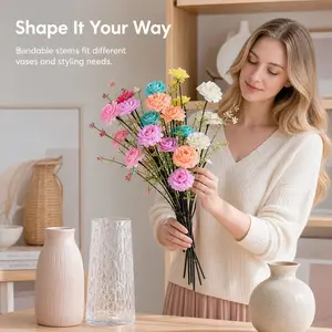Set of 12 artificial lotus flowers; stems can be bent; multicolored artificial flower bouquet; lifelike faux flowers suitable for home decor, birthday gifts, and event scene decoration.