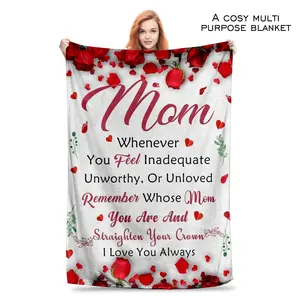 Flannel Fleece Throw Blanket For Mom From Daughter Son Warm Soft Cozy Blanket For Birthday Mother'S Day Thanksgiving Home Couch Bed Outdoor Use
