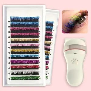 Glitter Eyelash Extension Palette 2 Boxes Soft Colorful False Eyelashes for Makeup Artists Party and Festival Styles with Glitter Effect