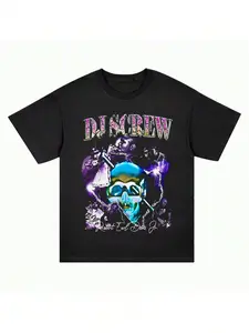 100% Cotton Dj Screw Houston Texas Drank 90s Lean Rap Hip-Hop Unisex T-Shirt Comfortable Top For Everyday Wear Graphic Stretched For Women Fashion Breathable Homme Soft Streetwear Stylish Summer Print Round Neck Short Sleeve Casual Slightly Versatile Desi