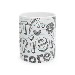 Best Friends Forever mug | Doodle notebook lettering ceramic mug