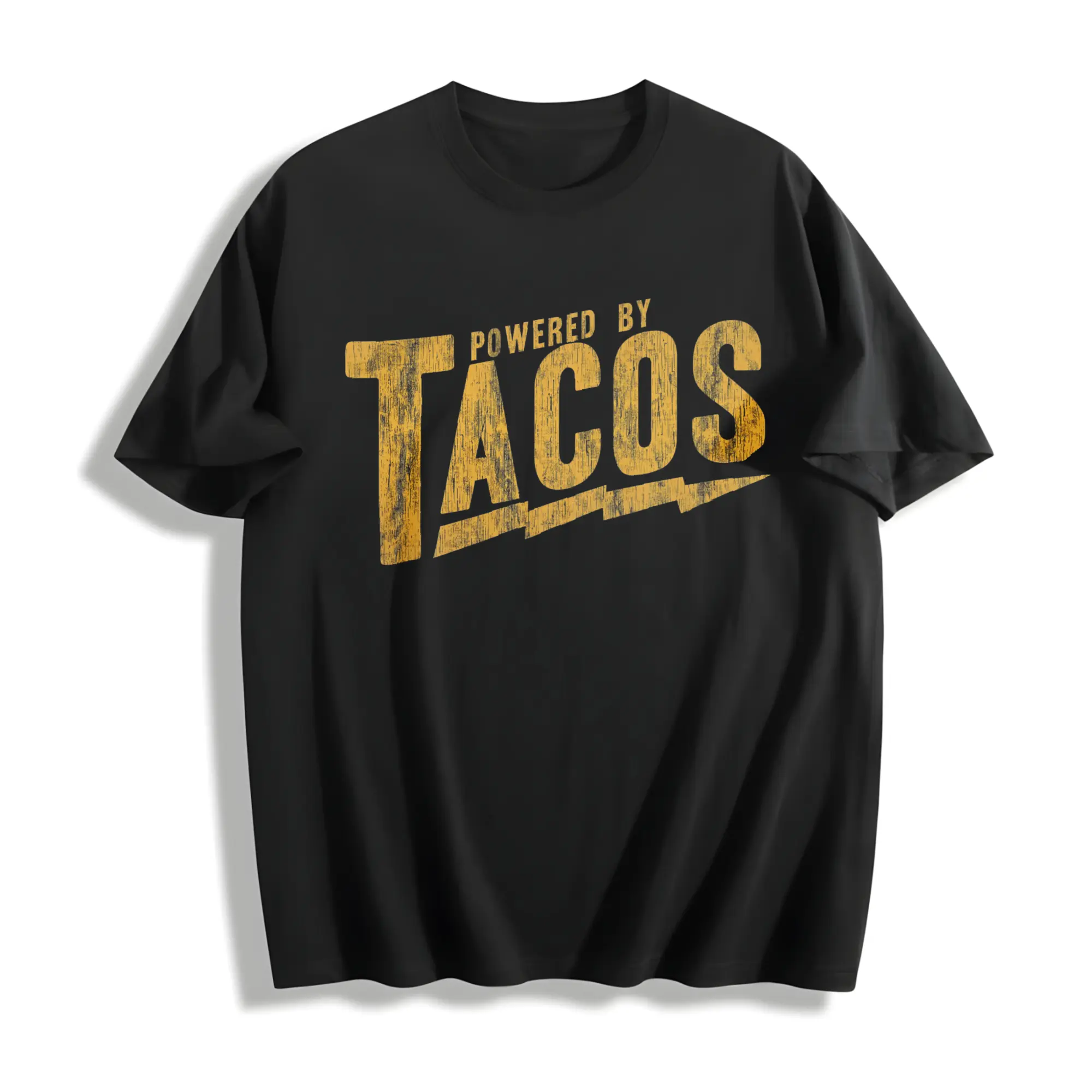 Mens Powered By Tacos T Shirt Funny Sarcastic Vintage Retro Graphic Tee for Guys Mens Funny T Shirts Cool Vintage Fashion T-Shirt Gift Classic Menswear Sarcastic Apparel for Men Funny Food Short Sleeve Novelty Black