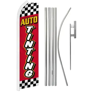 Auto Tinting (Red Checkered) Super Flag & Pole Kit