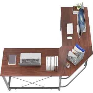 Soges Large L-Shaped Gaming Desk, 59 X 59 Inches Computer Desk, L Desk Workstation Desk Corner Desk for Home Office, Walnut CS-ZJ02-WA soges
