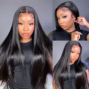 13x6 HD Transparent Straight Lace Front Wigs Human Hair for Women 200 Density Lace Front Wigs Human Hair Pre Plucked Glueless Pre Cut Lace Frontal Wigs With Drawstring