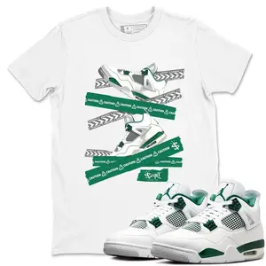 Unisex T-shirt to match Jordan 4 Oxidized Green - Caution Tape. 100% Cotton for Casual Wear. Comfortable Summer Unisex T-Shirt to match Jordan Sneaker. Streetwear Style. urban outfitters