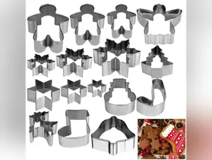 HOMEMAXS 16pcs Christmas Stainless Steel Cake Biscuit Moulds Cookie Cutter