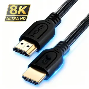 8K Ultra HD HDMI Cable: 24K Gold-Plated, Durable Braided Cord (High-Speed Data Transfer)