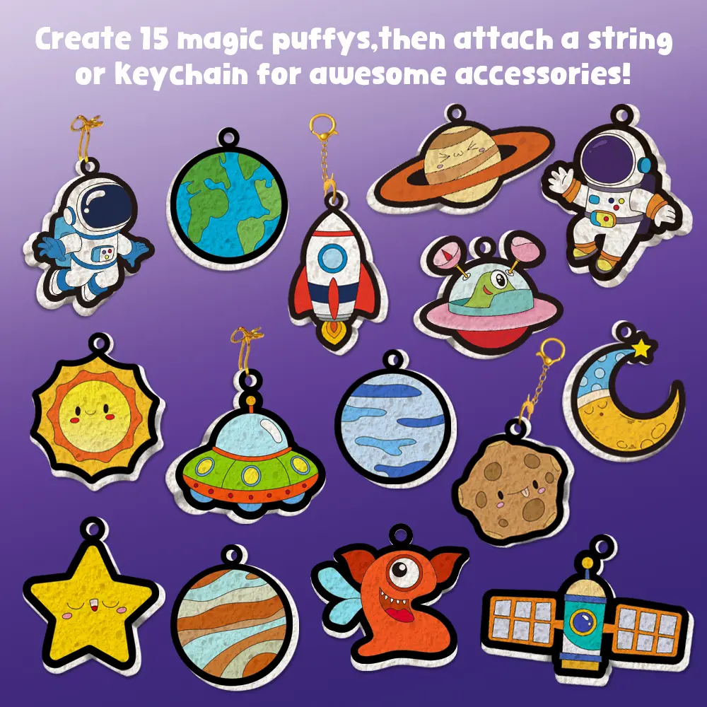 Aqua Puffs – 3D Art Kit for Boys and Girls (Ages 4–10) – Includes 15 Aqua Puffs, 10 Markers, 2 Watercolor Pens, 6 Keychains, and String. A Fun-Filled Craft Activity, Travel Toy, and DIY Decoration Kit – The Perfect Gift for Kids and Birthdays.