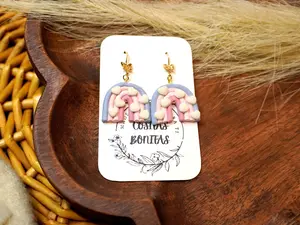 Cloudy Rainbow Clay Earrings