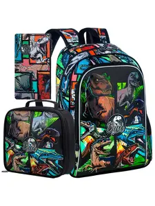3PCS Dinosaur Backpack for Boys, 16 Inch Kids Preschool Elementary Kindergarten Bookbags and Lunch Box | Kids, Preschool, Elementary, Kindergarten