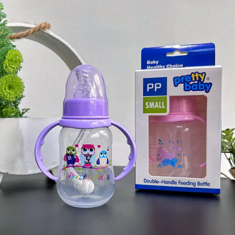 Pretty Baby 150ML Infant PP Bottle, Anti-Colic Design, Silicone Nipple & Lid, Bottles with Lids, Durable High-Temperature Resistant, Perfect Gift for Babies, Bottle Nipples, Newborn Nursing Bottle