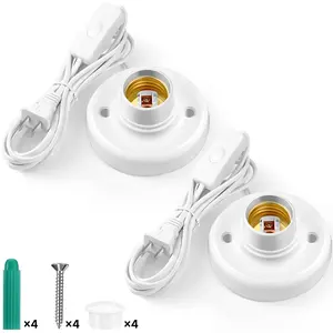 2 Pcs Light Socket with Cord Light Bulb Base E26/ E27 Lamp Base Desktop 9.84 ft Screw Socket with On/Off Switch