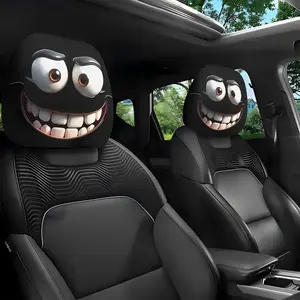 Funny Cartoon Car Seat Headrest Covers Set, Universal Fit for Long Trips & Daily Commute, Perfect Halloween Christmas Decorations