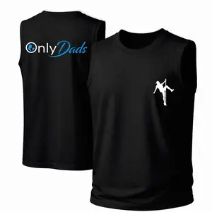 Men's Cotton Sleeveless Tank Top - "OnlyDads" Pole Dancer Printed Style. This Is A Casual Item Suitable For Both Men And Women, Especially Perfect For Spring And Summer; The Cool Print And Classic Crew Neck Cut