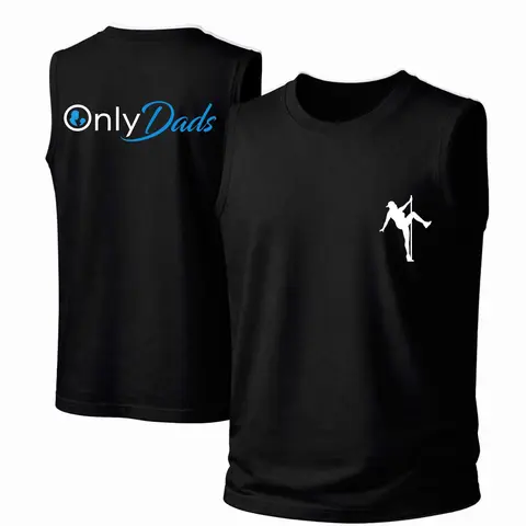 Men's Cotton Sleeveless Tank Top - "OnlyDads" Pole Dancer Printed Style. This Is A Casual Item Suitable For Both Men And Women, Especially Perfect For Spring And Summer; The Cool Print And Classic Crew Neck Cut