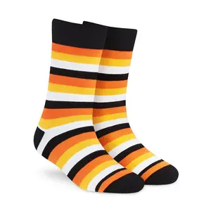 Dynamocks Orange & Black Striped Cotton Crew Socks – Stripes 4.0