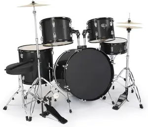 5 in 1 Adult Drum Set, 22 Inch Full-Size Drums Kit with Cymbal Stands, Hi-hat Stand, Sticks, Drum Pedal, Stool & Floor Tom for Beginner Teens Student (Black)