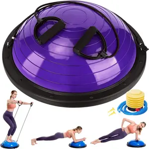 Half Balance Ball Trainer, Half Yoga Exercise Ball with Resistance Bands and Fo zeatly