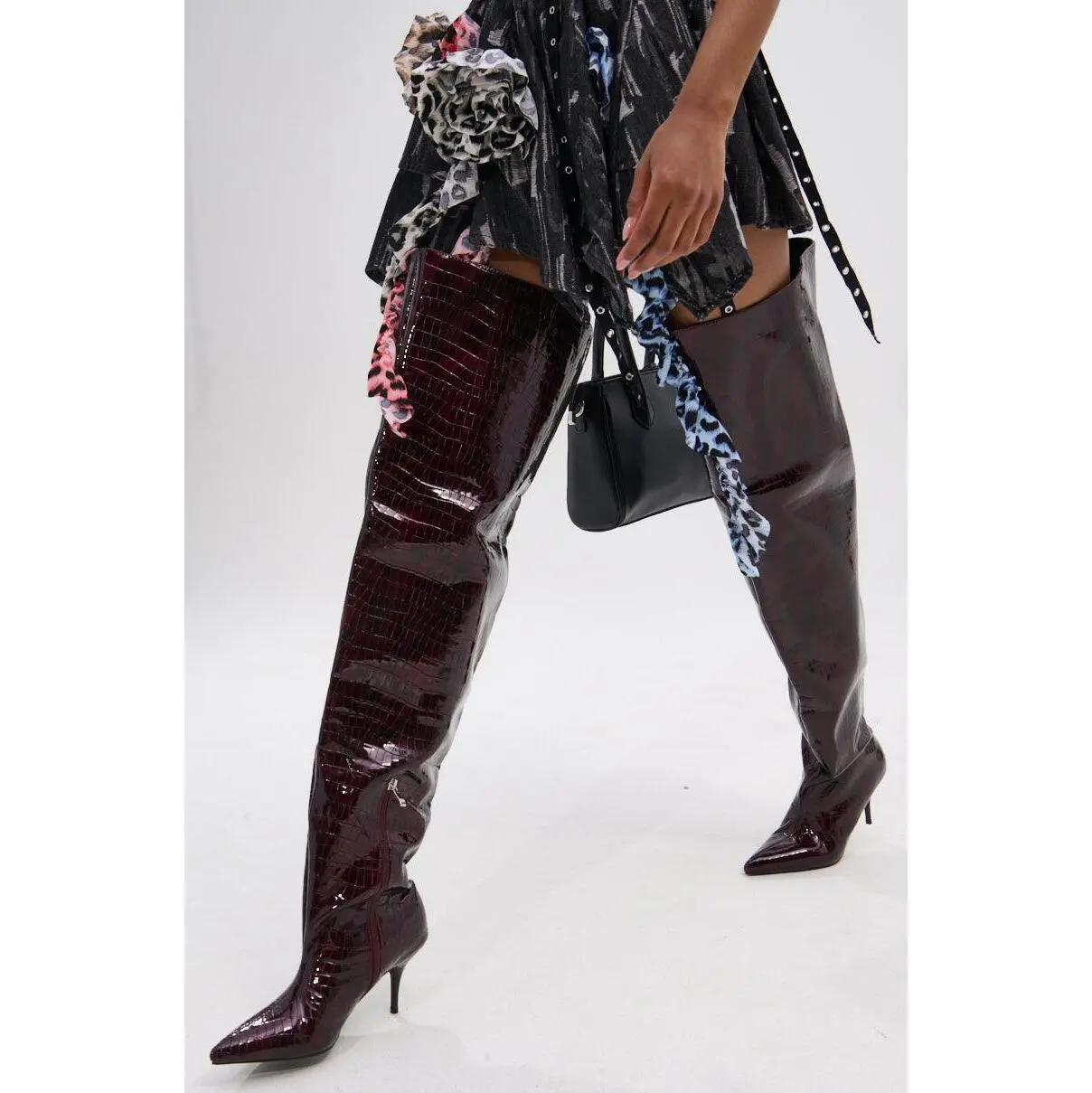 AZALEA WANG HALINA BURGUNDY CROC STILETTO BOOT AZALEA WANG HALINA BURGUNDY CROC STILETTO BOOT