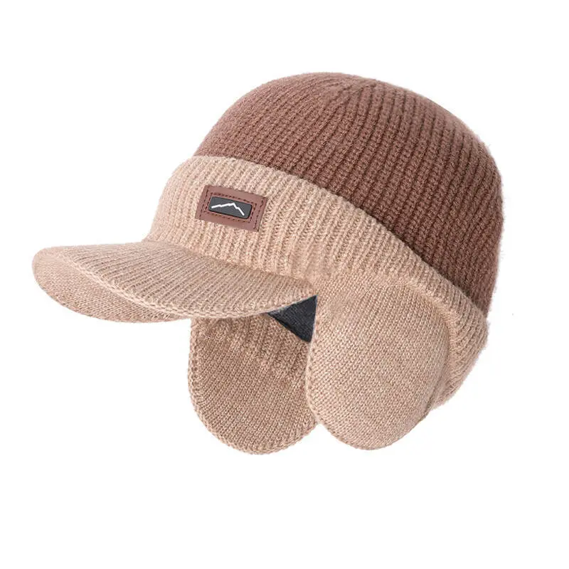 Men's Thick Windproof Hat with Warm Ear Protection - Black, Blue Navy, Brown - Suitable for Winter Skiing, Cycling