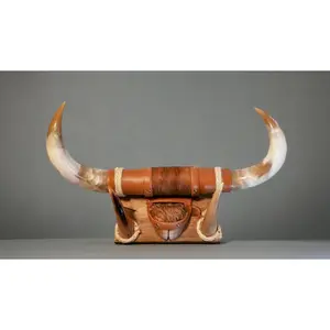 Jefe's Large w/Hoof “Doble c/Pesuña” Horns - Polished Mounted Bull Horns - Steer South West Art Decor