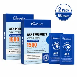 AKK Probiotics Quick Melt Oral Strips 2 Pack | Akkermansia muciniphila + BAIBA + Paradise Seed Extract | Digestive Balance & Metabolism Support Supplement | Vegan, Sugar-Free, Peppermint Flavor | 60 Strips