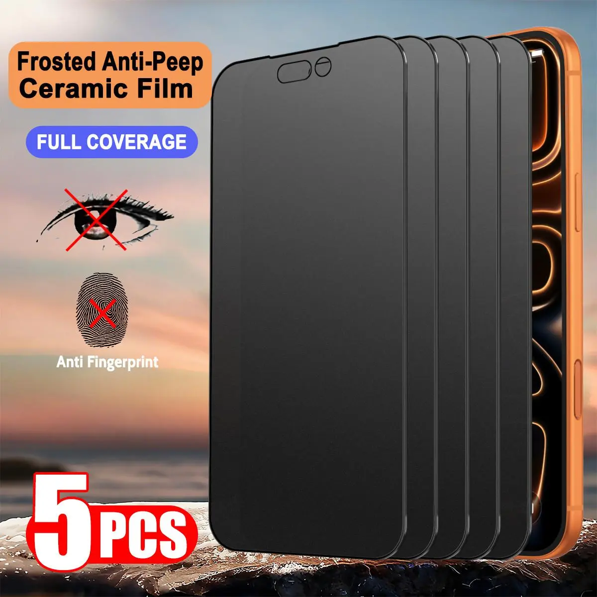 Durable Digital Safety Phone Accessory Set: Anti-Peeping Tempered Glass Screen Protector + 3 Lens Films for iPhone 17,16 Pro Max,15,14,13,12,11,Air Pro Max Devices