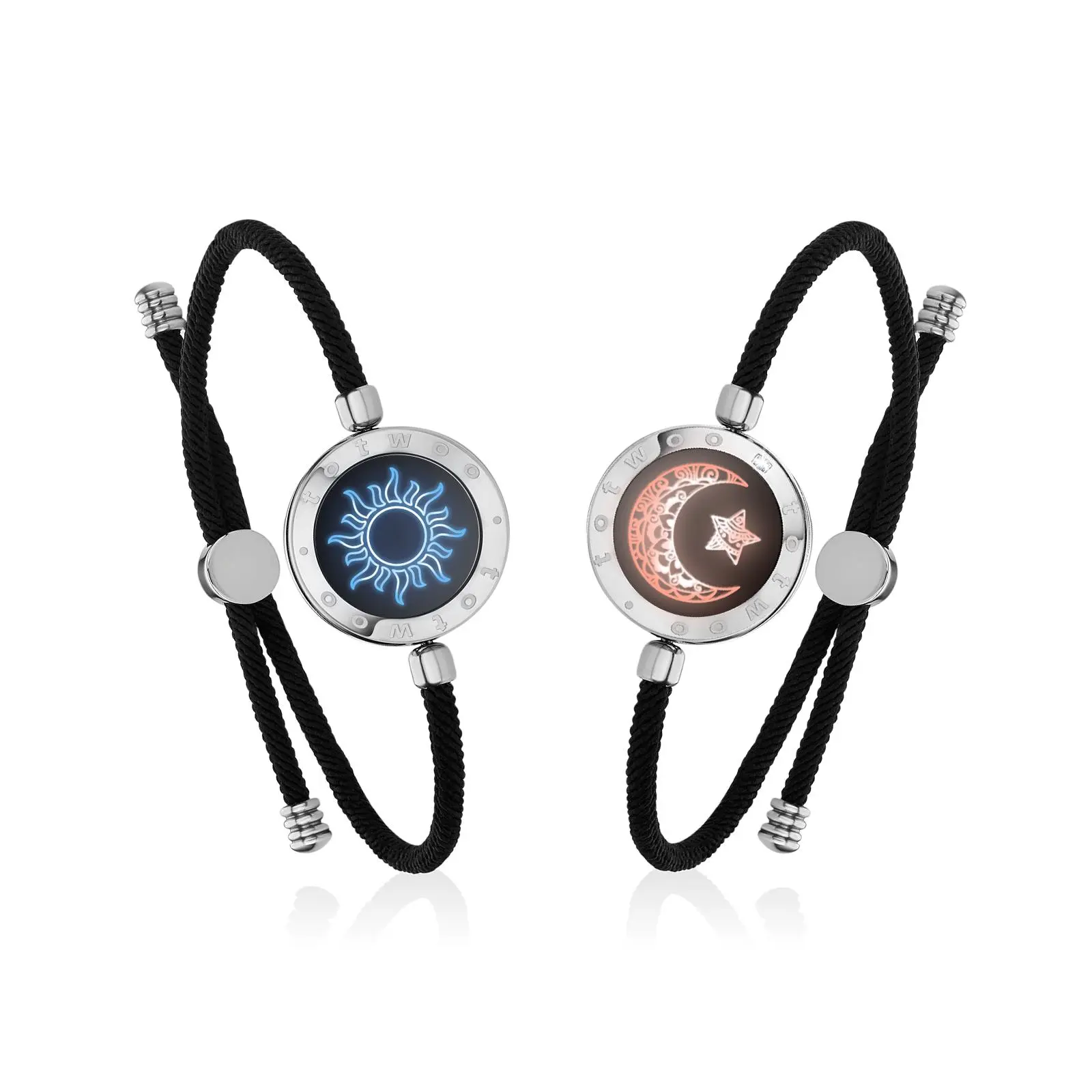 TOTWOO Sun and Moon Long Distance Touch Bracelets for Couples , Vibration & Light Up Bracelet, Women's Fashion Smart Jewelry, Gifts for Girlfriend, One-to-One Bluetooth Pairing via App,sohochic