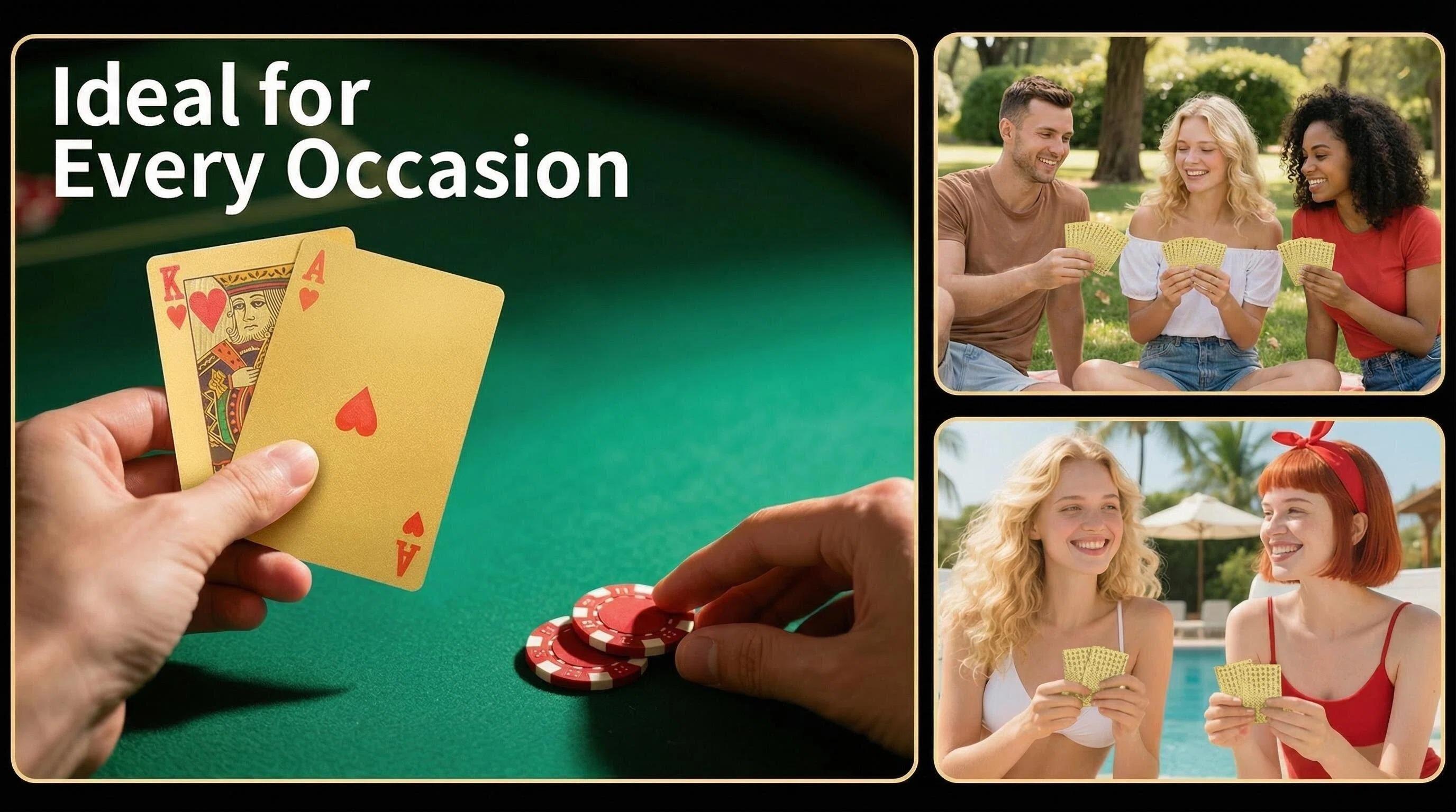 Waterproof Plastic Playing Cards - Durable Cool Deck of Cards - Standard Index Professional Premium Poker Cards - Vintage Casino Themed Card Games for Families or Adults - Gold Diamond Style Waterproof Plastic Playing Cards - Durable Cool Deck of Cards - Standard Index Professional Premium Poker Cards - Vintage Casino Themed Card Games for Families or Adults - Gold Diamond Style