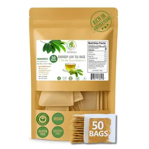 Guanábana (Soursop) Herbal Tea – 50 Bags (2 g Each) – 100% Natural, Vegan, Non-GMO, Sugar-Free, Caffeine-Free – Antioxidant-Rich Infusion for Hot & Iced Drinks – Vacuum-Sealed for Freshness – by BexpertsUSA