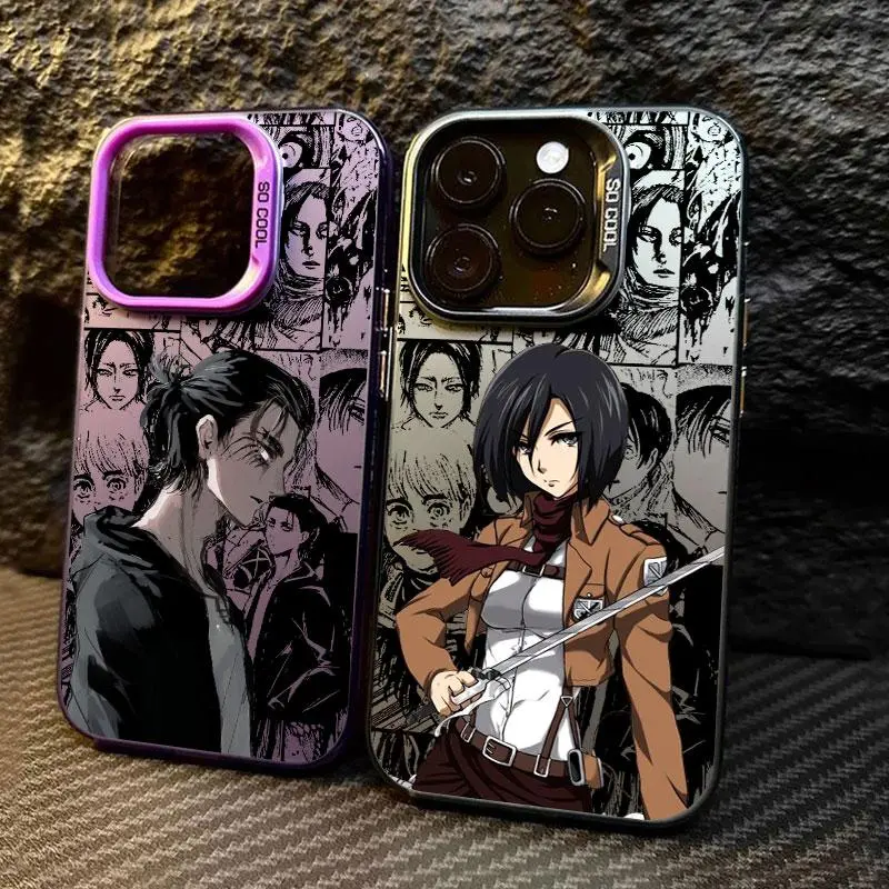 Eren Mikasa Attack on Titan Coque For Apple iPhone 16e 16 14 15 13 11 Pro Max Case 15 Plus 12 13 Mini 16e Shockproof Phone Cover