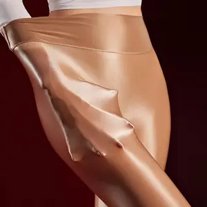 Seamless Glossy Pantyhose Lubricated Bodybuilding Skinny Dance Socks Yoga Spring Autumn Silky Rompers Tights Plus Size Curvy Elegant Basic Black Minimalist