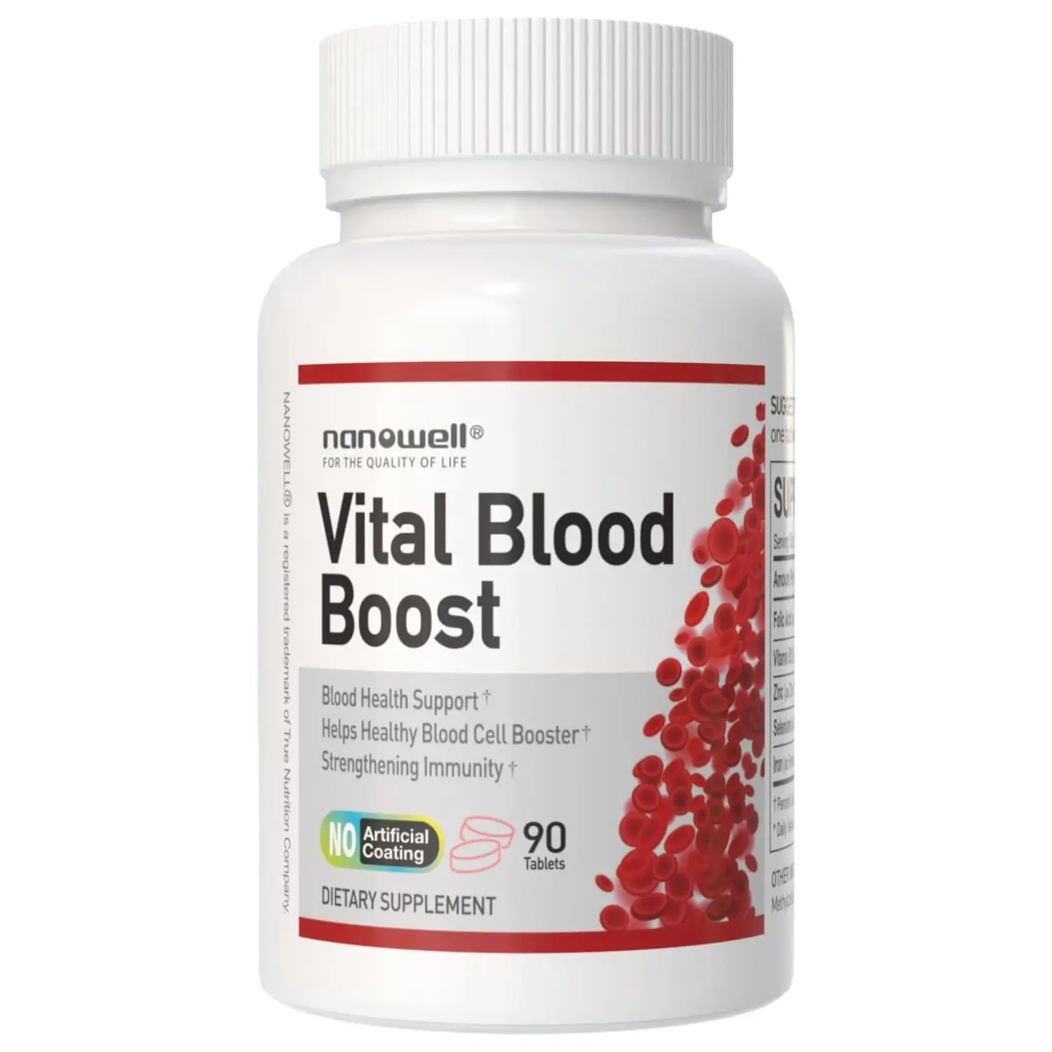 Vital Blood Boost – Dietary Supplement with Iron, Selenium, Zinc, Vitamin B12 & Folic Acid – 90 Tablets, 90 Day Supply