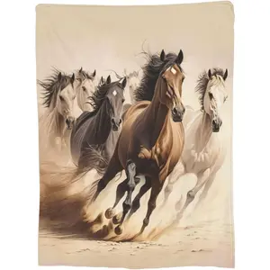 Watercolor Arabian Horses Blankets Brown Brush Classic Equestrianism Horse Desert Decoration Gifts Blankets for  Birthday Valentines Gifts 50"x60"