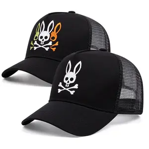Baseball cap embroidered with skull - rabbit pattern.