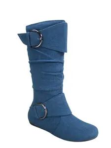 FZ-Fits  Women's Causal Walking Boots with Side Zip and Buckle, Flat Heel, Mid-Calf Height - Footwear