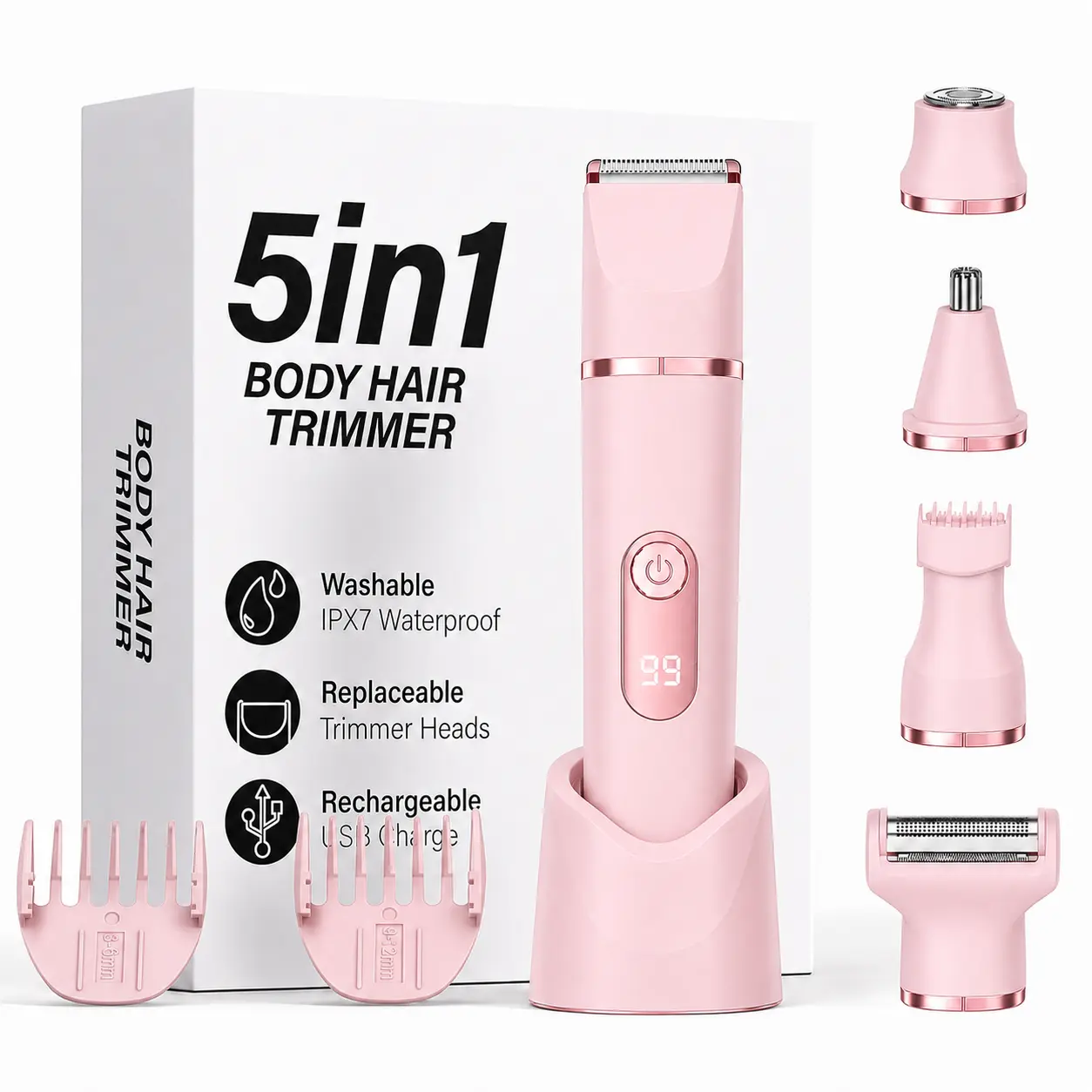 Body Grooming Kit- Electric Body Hair Shaver, Groin pubic Hair Trimmer&Ball Trimmer, Replaceable Ceramic washable Blade Heads, Male Hygiene Razor, Cordless Safe Gentle Fast Trimming fathersdaygift#SummerWins silky smooth skin dermaplane